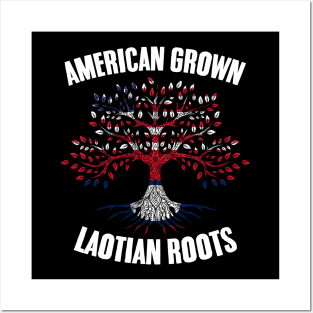 American Grown Awesome Laotian Roots Laos DNA Tree Laos Flag Posters and Art